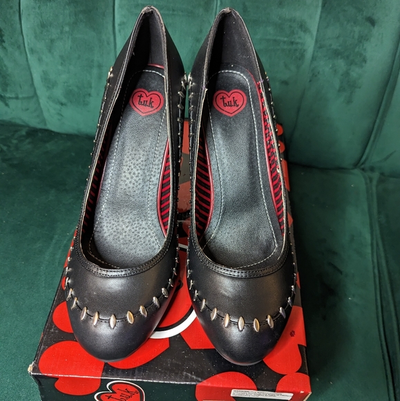 TUK metal stitch heels Black PU US 10 - Picture 2 of 10